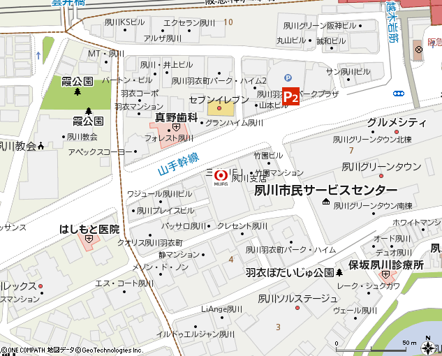 夙川支店付近の地図